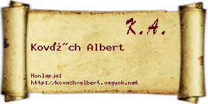 Kovách Albert névjegykártya