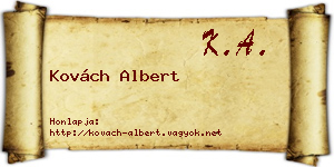 Kovách Albert névjegykártya