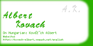 albert kovach business card